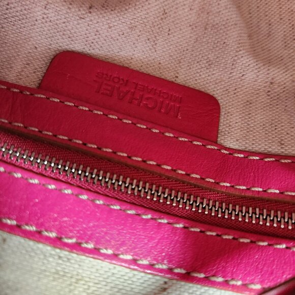 Michael Kors Hot Pink Studded Leather Handbag Satchel Purse - Picture 10 of 15